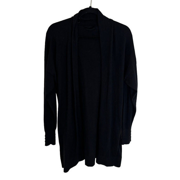Lululemon Black Cotton Cashmere Wrap Sweater NO BELT Sz 10 - Picture 3 of 9